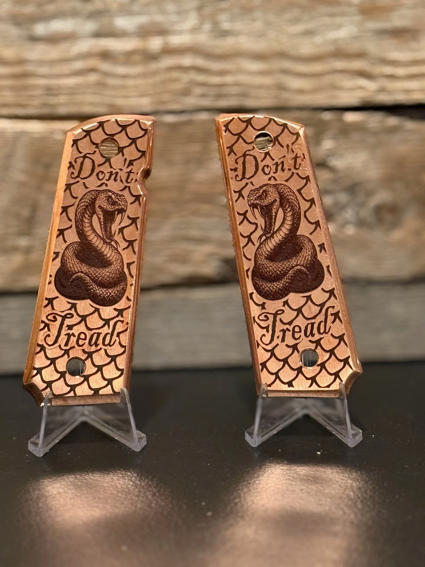 Custom Engraved Copper 1911 Don’t Tread Grips – Defiant Bite