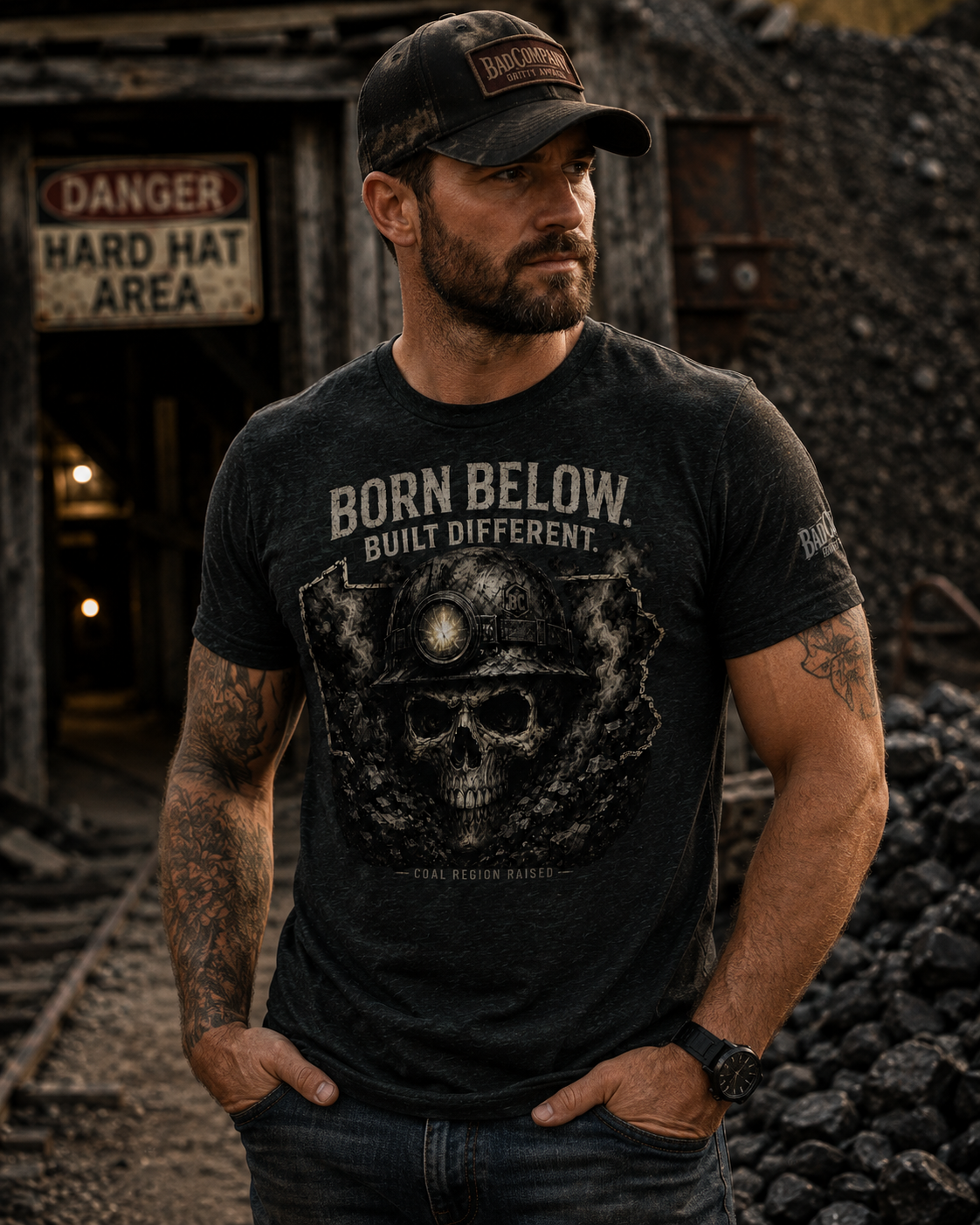 Born Below. Built Different. | Black Lung Society Coal Region T-Shirt