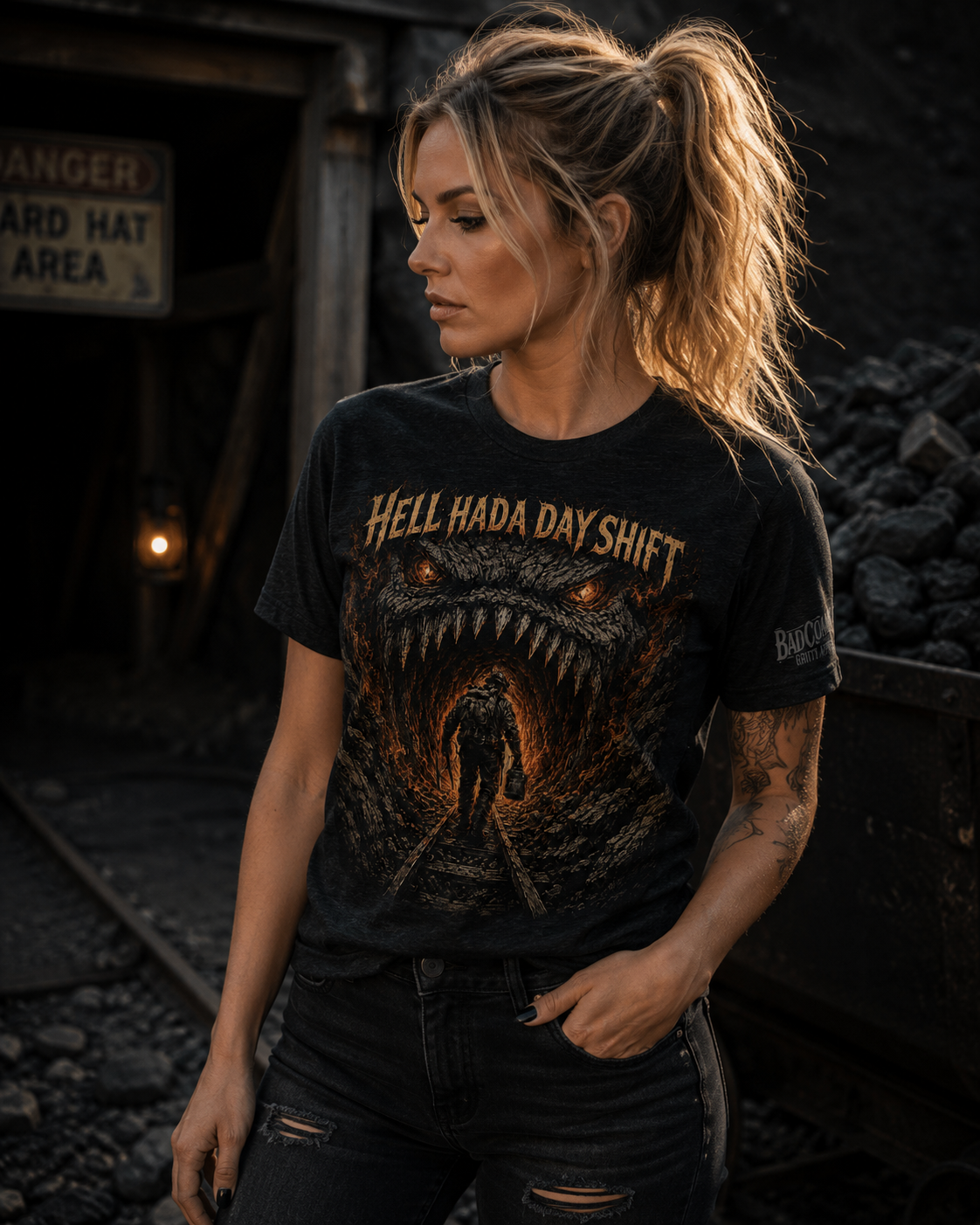 Hell Had a Day Shift | Black Lung Society Coal Miner Graphic T-Shirt