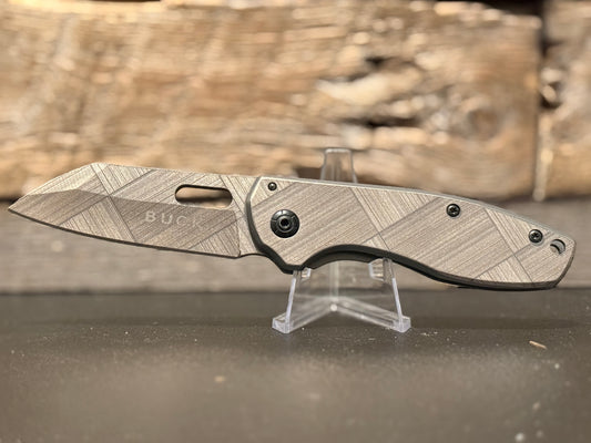 Custom Engraved Carbon Fiber Pattern Buck Knife – Blade of Strength