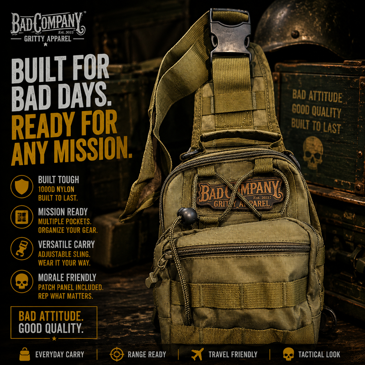 Bad Decisions Tactical Sling Bag - OD Green