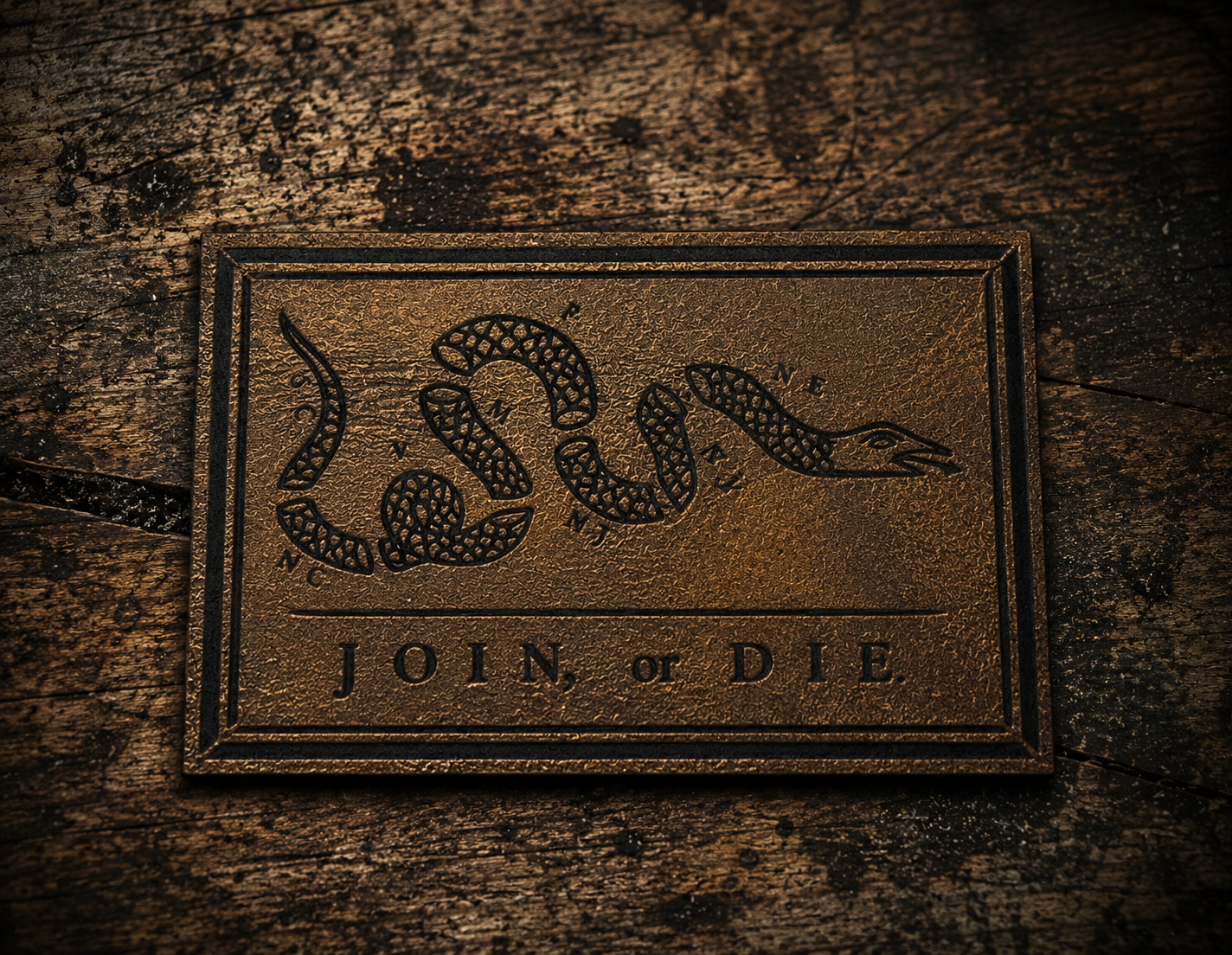 Join, or Die Morale Patch | Laser Engraved Leather Patch | Hook and Loop Tactical Patch