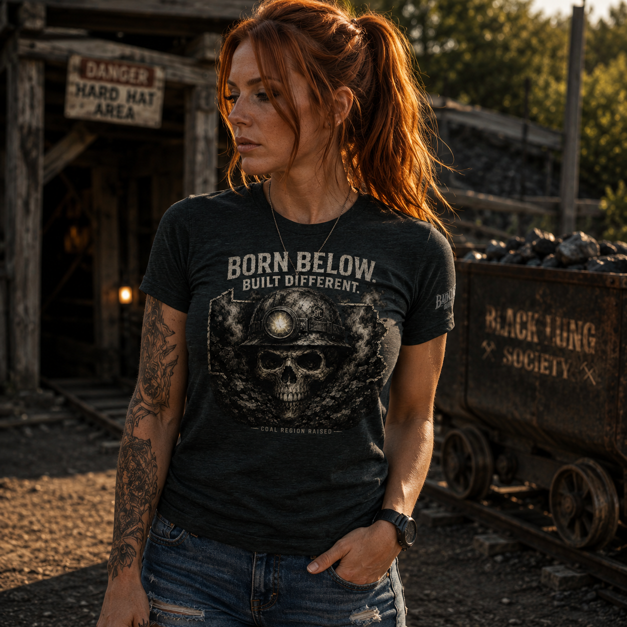 Born Below. Built Different. | Black Lung Society Coal Region T-Shirt