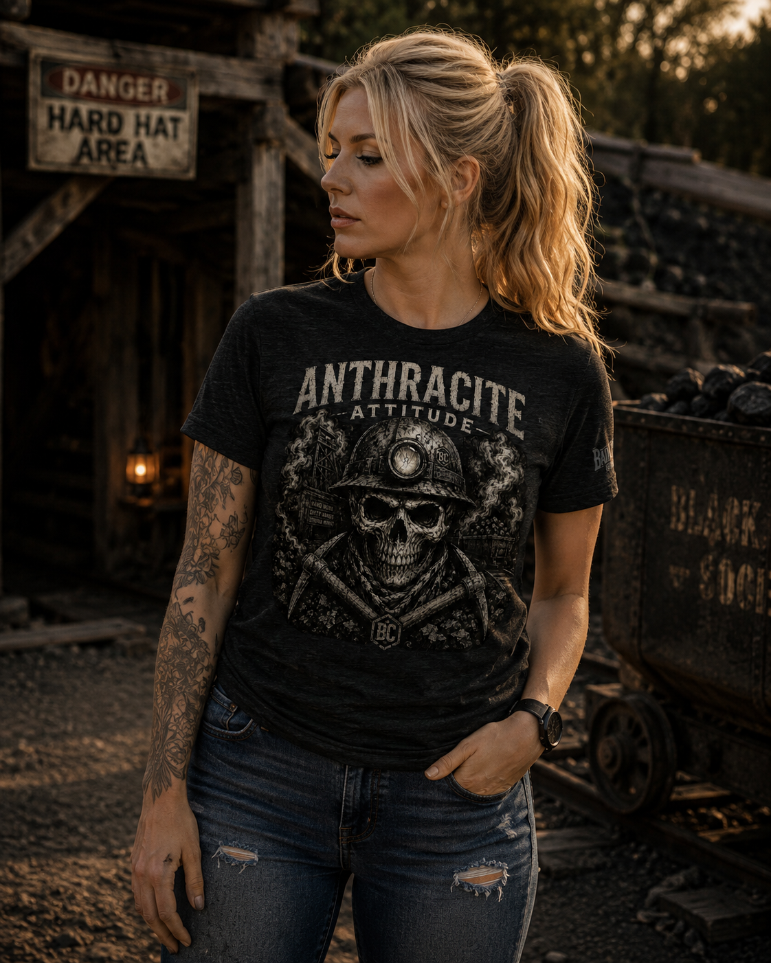 Anthracite Attitude | Black Lung Society Coal Miner Skull T-Shirt