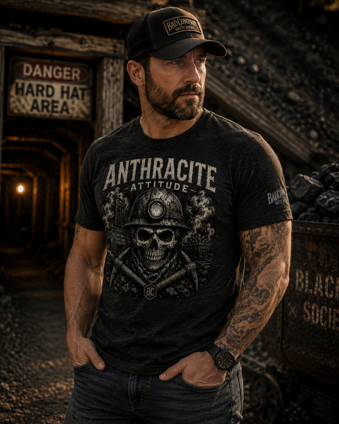 Anthracite Attitude | Black Lung Society Coal Miner Skull T-Shirt
