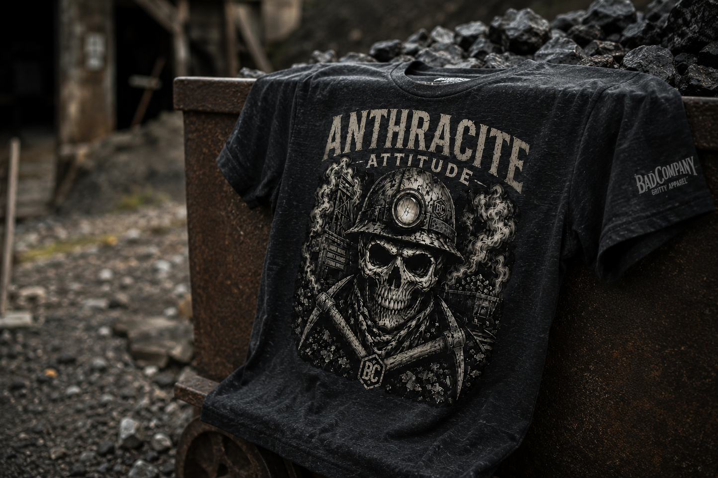 Anthracite Attitude | Black Lung Society Coal Miner Skull T-Shirt