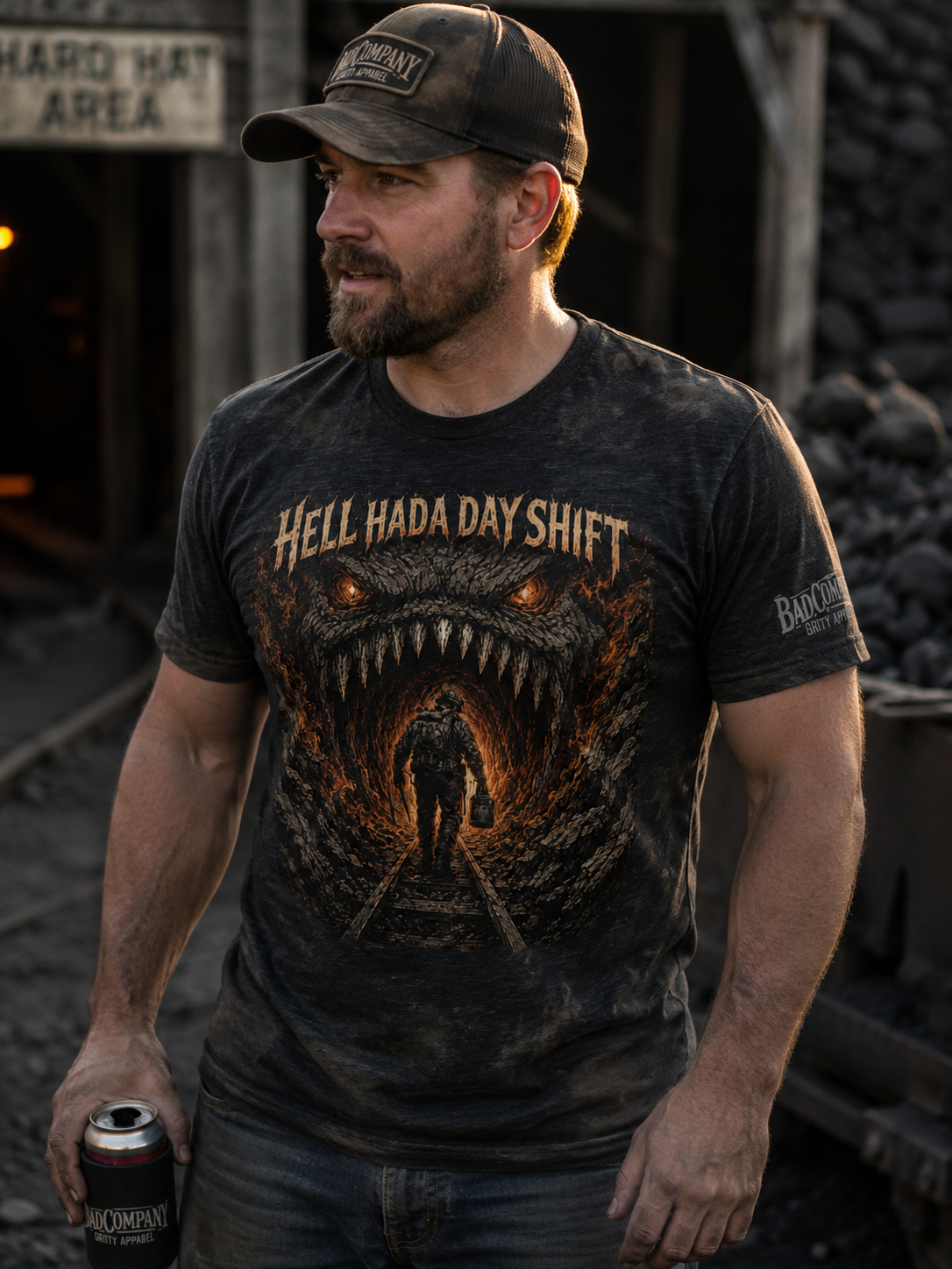 Hell Had a Day Shift | Black Lung Society Coal Miner Graphic T-Shirt
