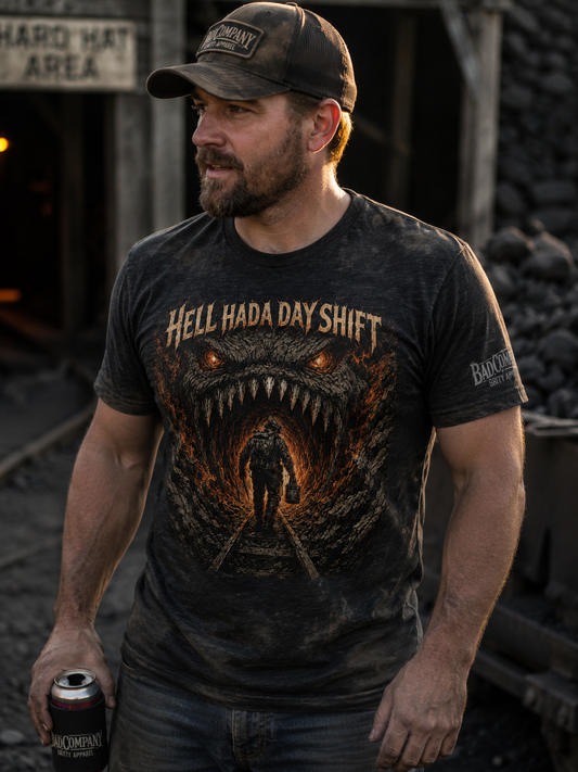 Hell Had a Day Shift | Black Lung Society Coal Miner Graphic T-Shirt