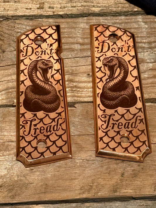Custom Engraved Copper 1911 Don’t Tread Grips – Defiant Bite