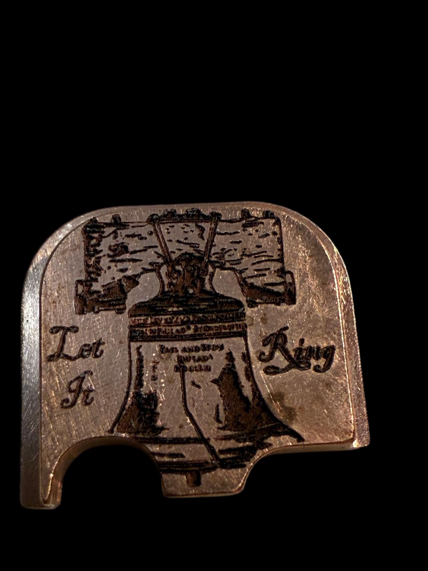 Custom Engraved Copper Glock 43/48 Liberty Bell Back Plate – Ring of Freedom
