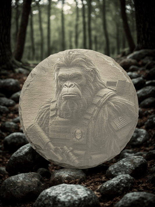 Biggie the Tactical Sasquatch Slate Coaster – Cryptid Operator Edition